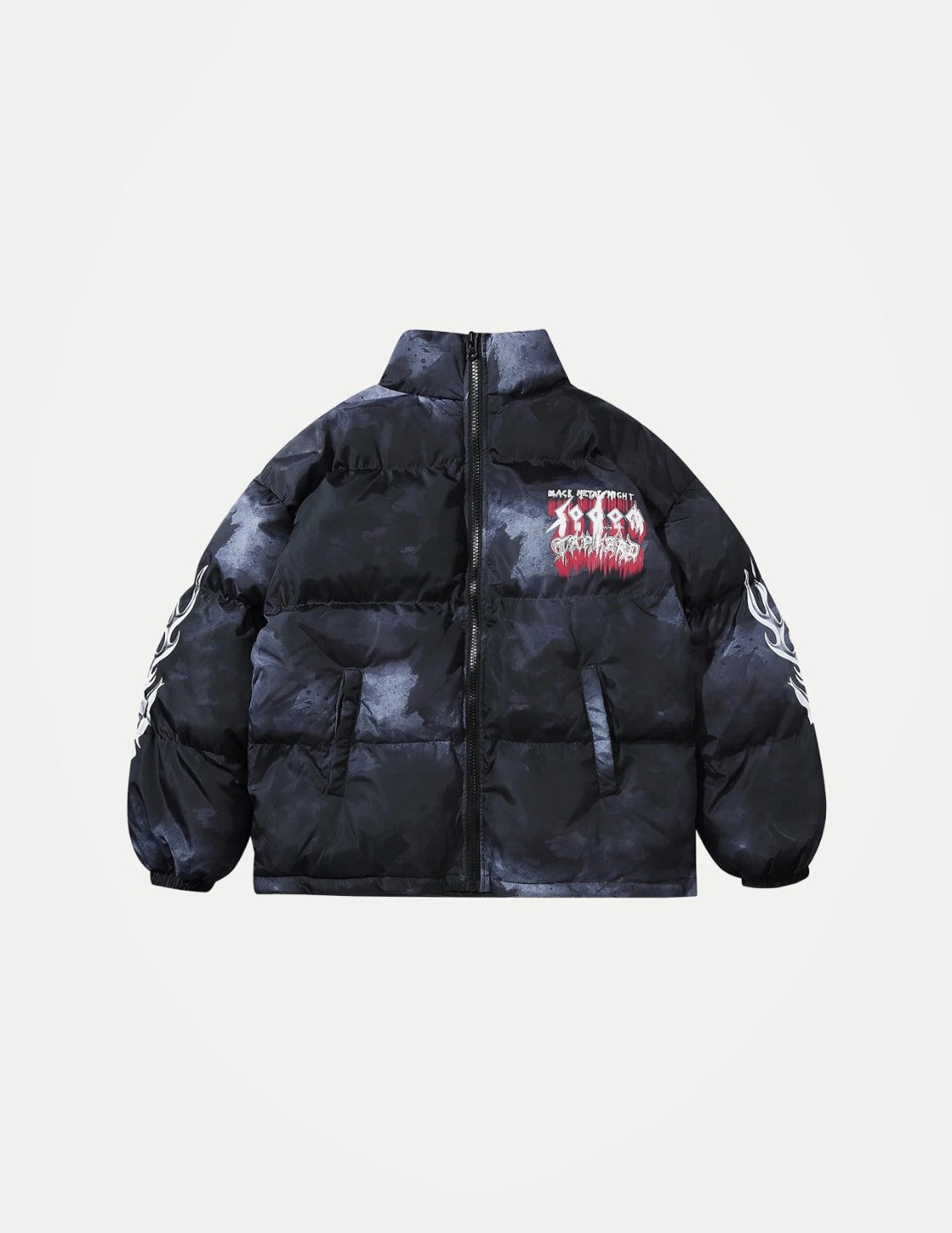 Men’s Y2K Oversized Puffer Parka – Letter Graphic Tie-Dye Winter Jacket, Warm Hip Hop Streetwear