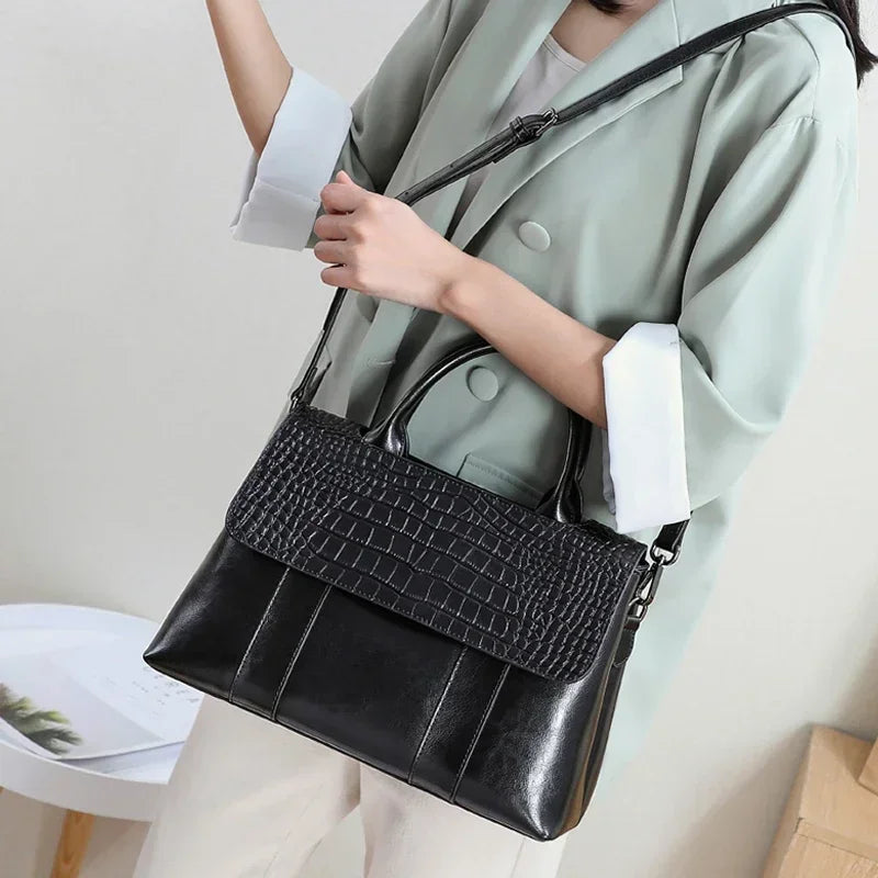 Women’s Genuine Cowhide Leather Crossbody Bag – Luxury Retro Shoulder Handbag, Large Capacity Casual Purse for Ladies