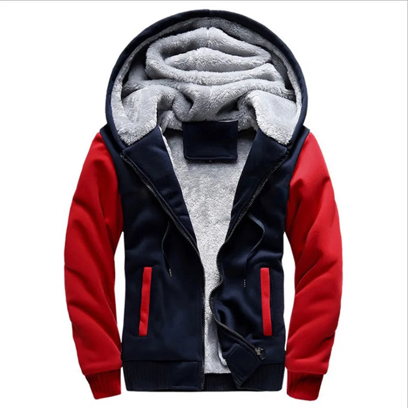 Men’s Winter Fleece Hoodie Jacket – Thick Warm Zipper Coat