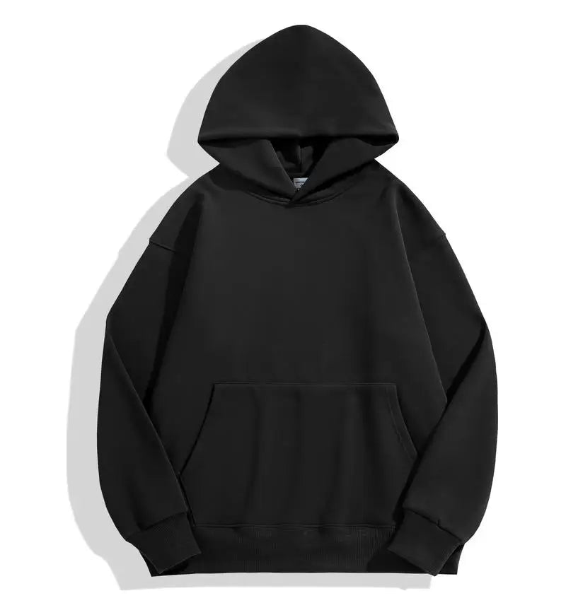 Men's 500 GSM Heavyweight Cotton Hoodie – Solid Color Casual Winter Sweatshirt