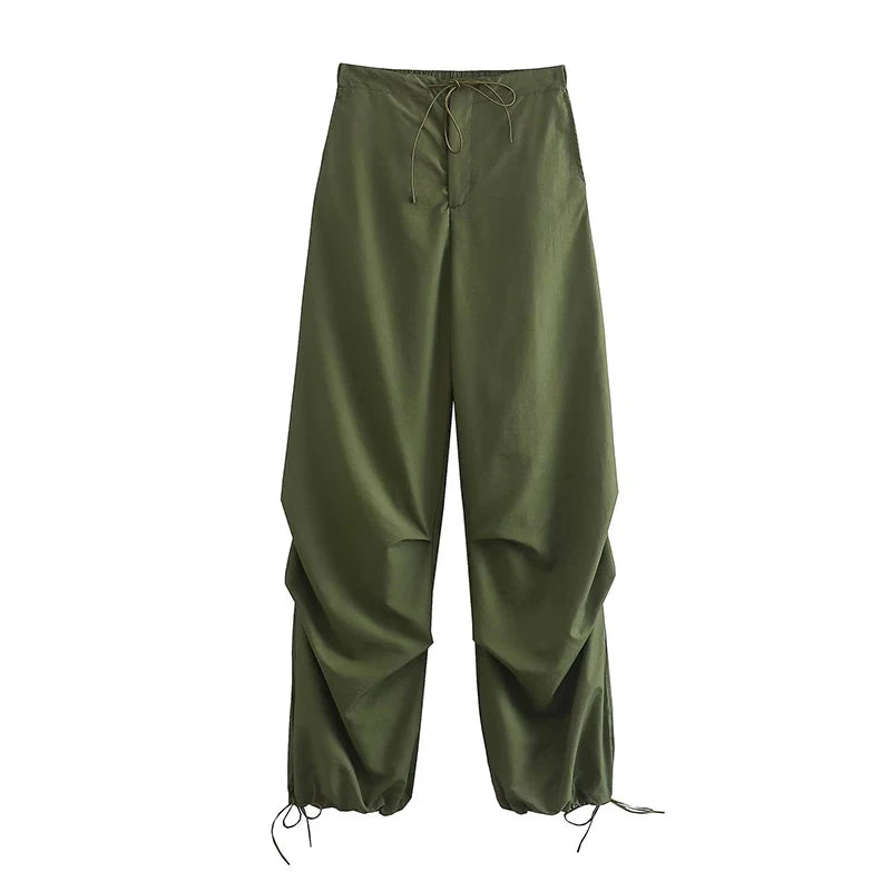 Women’s High-Waist Cargo Parachute Pants – Chic Jogger Trousers