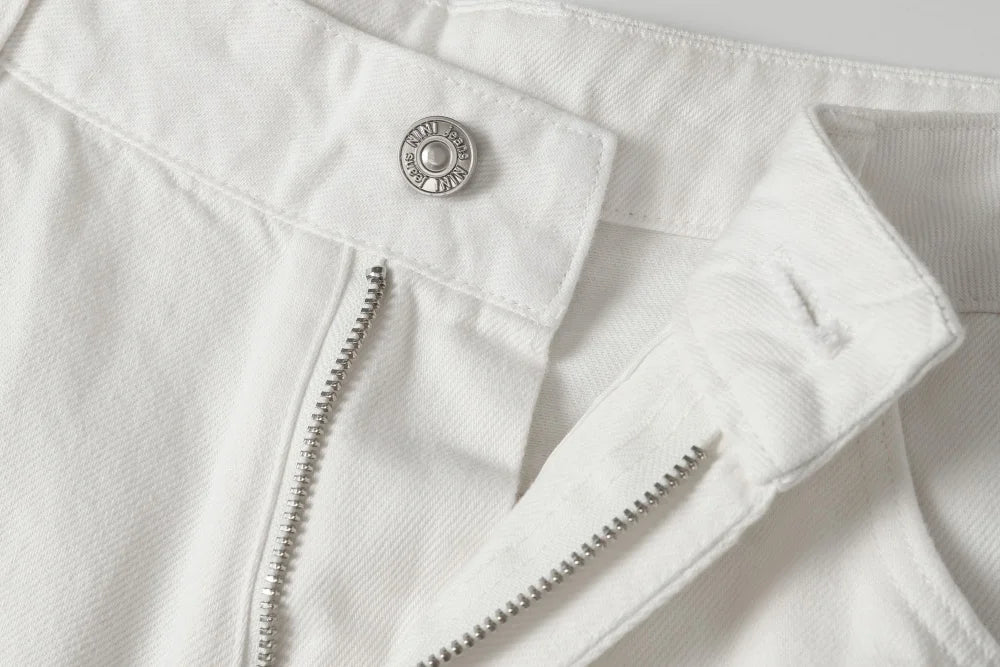 Men’s White Cargo Shorts – Baggy Loose-Fit Wide-Leg Summer Casual Shorts