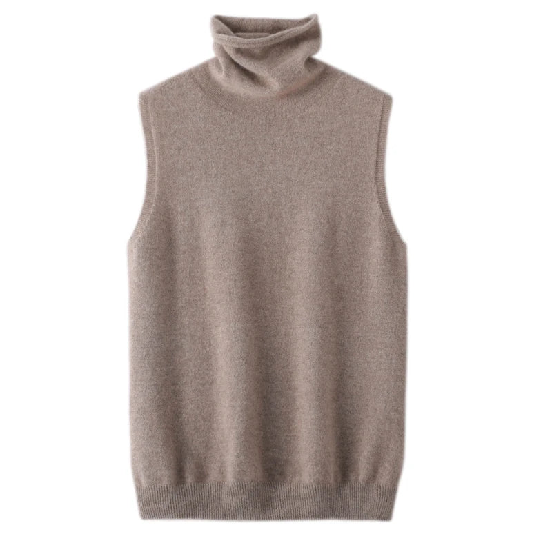 Women’s Merino Wool Turtleneck Knit Vest – Sleeveless Sweater