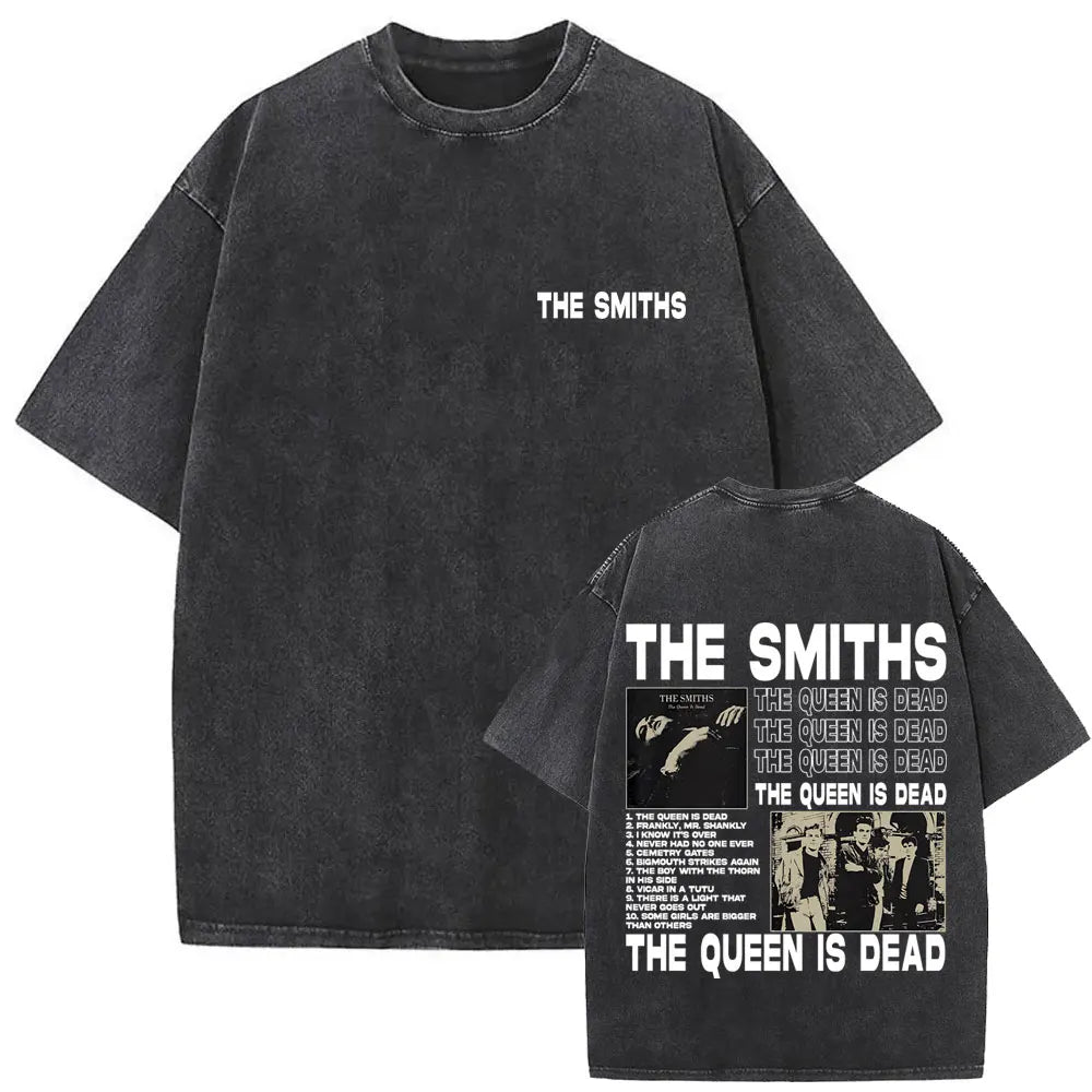 Unisex The Smiths Graphic T-Shirt – Funny Cat Retro Washed Tee | 1980s Indie Rock Vintage Streetwear