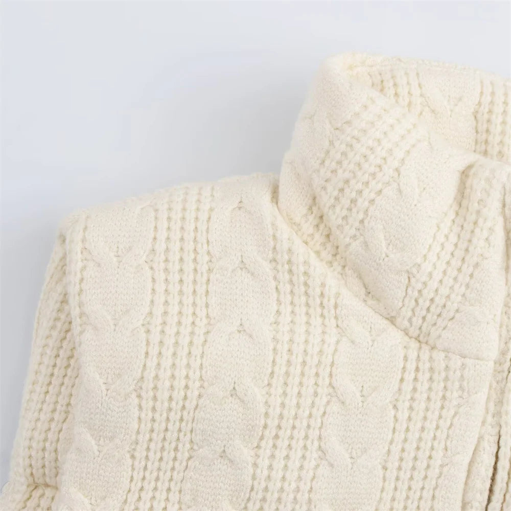 Y2K High-Quality Zipper Puffer Knitted Vest