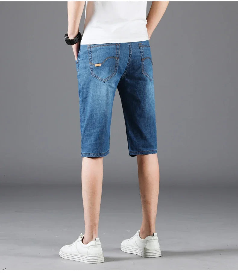 Men's Casual Knee-Length Denim Shorts – Loose Multi-Pocket Straight-Cut Summer Jorts