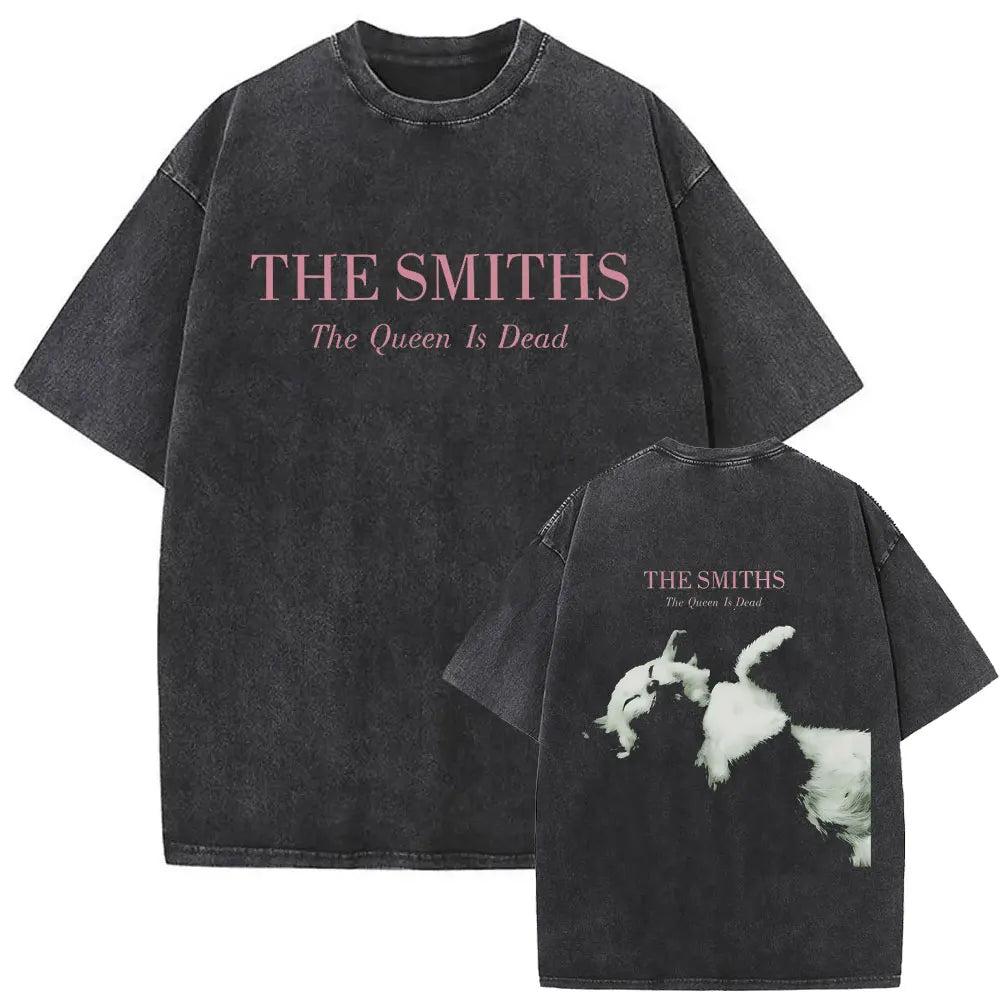 Unisex The Smiths Graphic T-Shirt – Funny Cat Retro Washed Tee | 1980s Indie Rock Vintage Streetwear