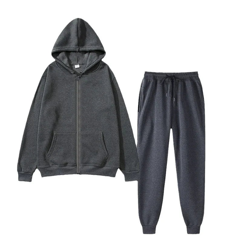 Unisex Winter Sportswear Set – Warm Hooded Zipper