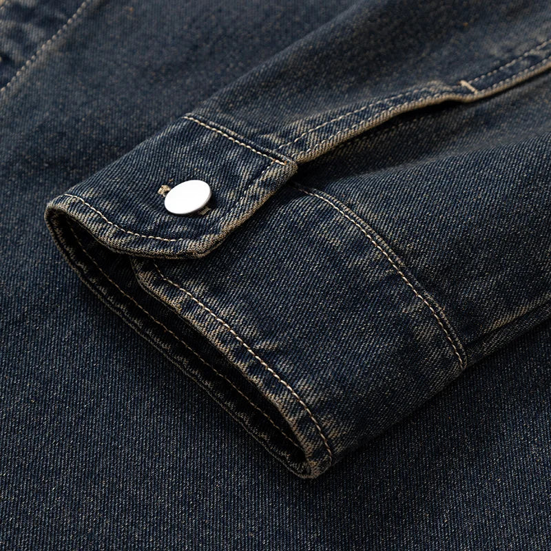 Men’s Loose Fit Denim Shirt – Solid Color Casual Overshirt | Versatile Everyday Wear
