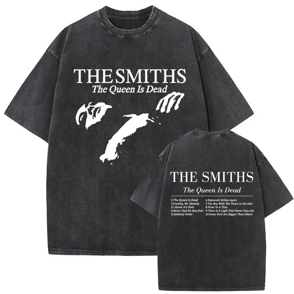 Unisex The Smiths Graphic T-Shirt – Funny Cat Retro Washed Tee | 1980s Indie Rock Vintage Streetwear