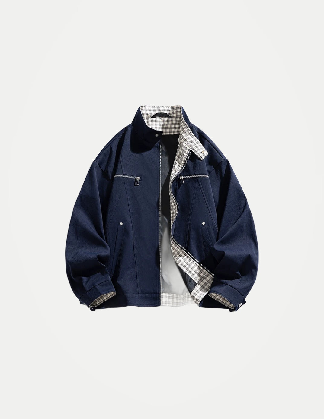 Men’s Stand Collar Jacket – Loose-Fit Solid Color Zip-Up Windbreaker, Casual Streetwear Outerwear