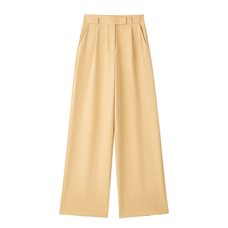 Willshela Women’s High-Waist Pants – Front Zipper Straight-Leg Trousers