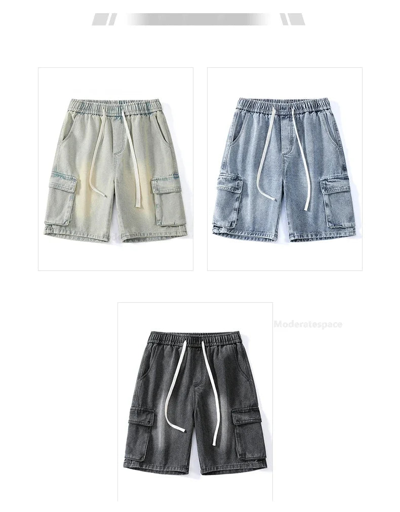 Men's Summer Denim Shorts – Loose Straight Leg Multi-Pocket Casual
