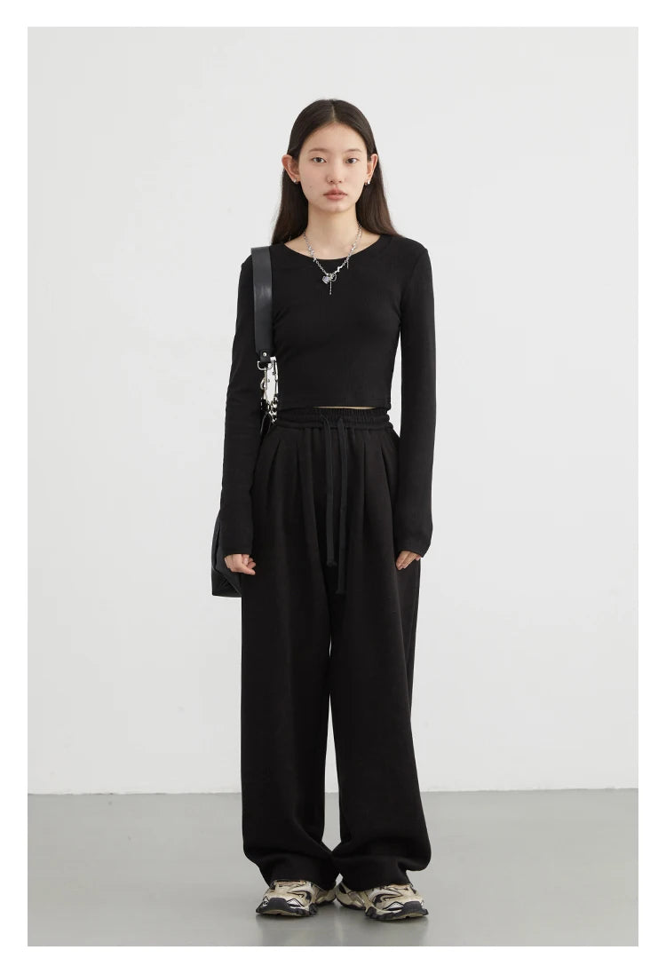 CHIC VEN Women’s High-Waist Pants – Loose Drawstring Casual Trousers