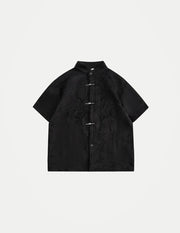 Men’s Chinese Embroidered Shirt – Stand Collar Tang-Inspired Short-Sleeve Top | Modern Traditional Summer Style