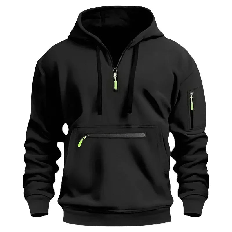 Men’s Fleece Hoodie – Oversized Winter Pullover with Multi-Pocket Design | Casual Warm Streetwear Top