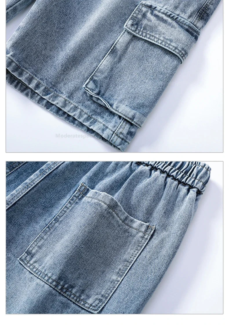 Men's Summer Denim Shorts – Loose Straight Leg Multi-Pocket Casual