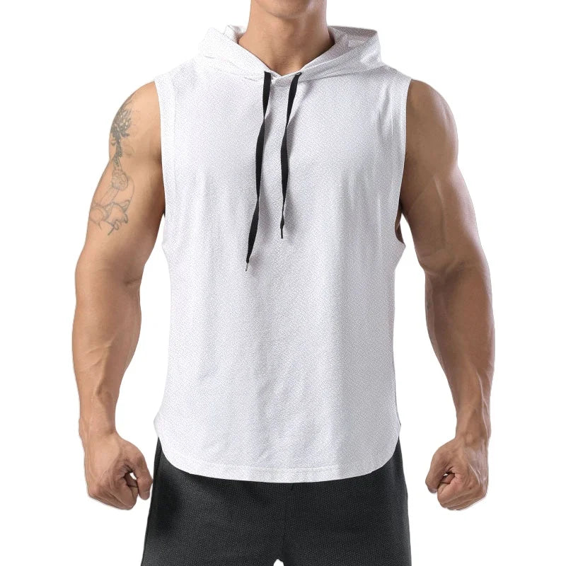 Men's Sleeveless Hooded Tank Top – Gym Bodybuilding Sports Vest