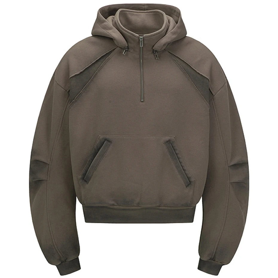 Men’s Vintage Patchwork Hoodie – Oversized Loose-Fit Harajuku Hip Hop Pullover, Retro Streetwear Sweatshirt