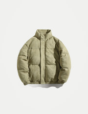 Men’s Retro Winter Cotton Coat – Thick Suede-Look Jacket, Solid Color Casual Parka