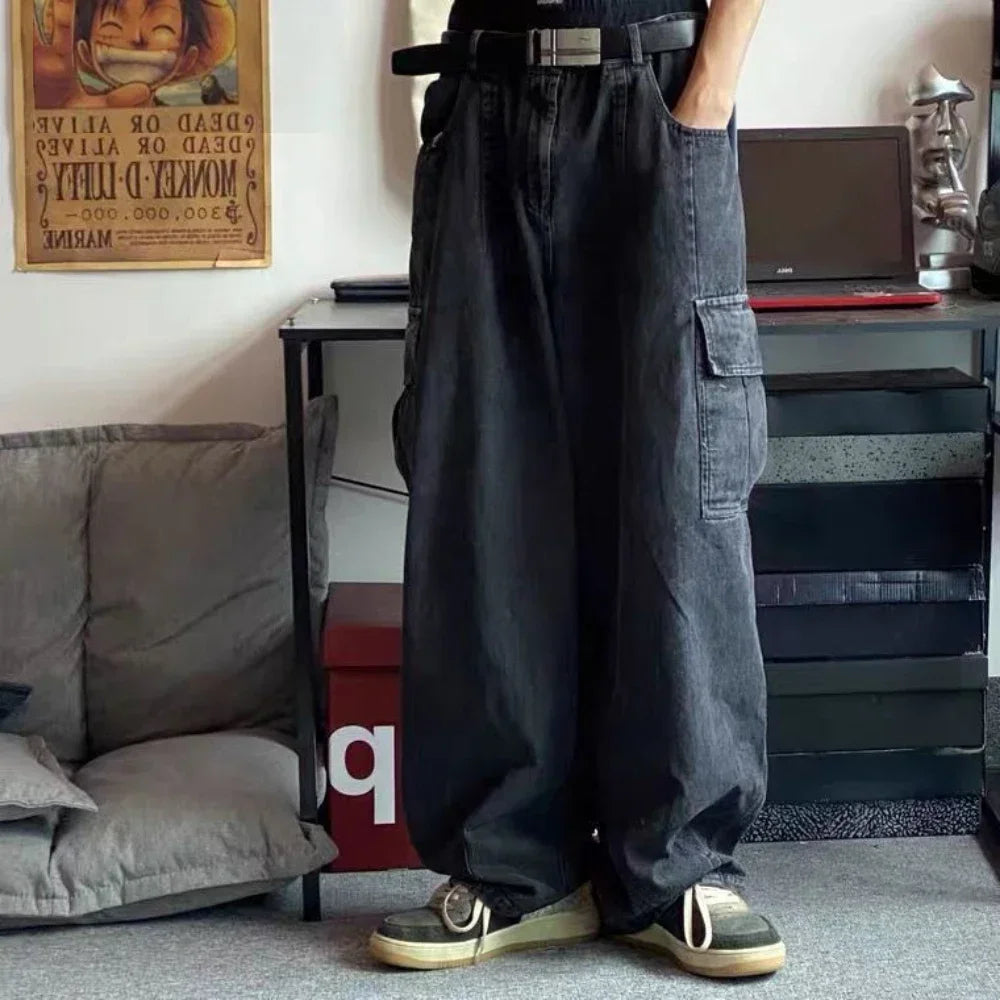 Men's Baggy Harajuku Jeans – Oversized Wide Leg Hip Hop Streetwear Denim