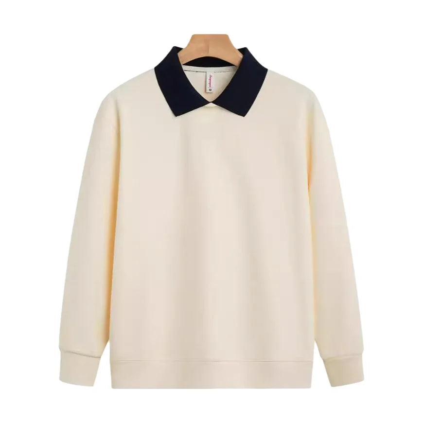 Men’s Color Block Collared Sweatshirt – Autumn Winter Casual Workwear Top