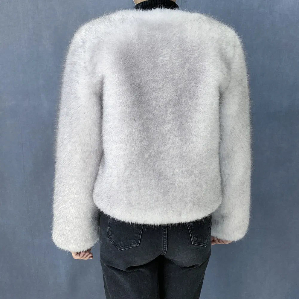 Women’s Luxury Faux Fur Jacket – Fluffy Short Winter Coat, Chic Street Fashion Outerwear