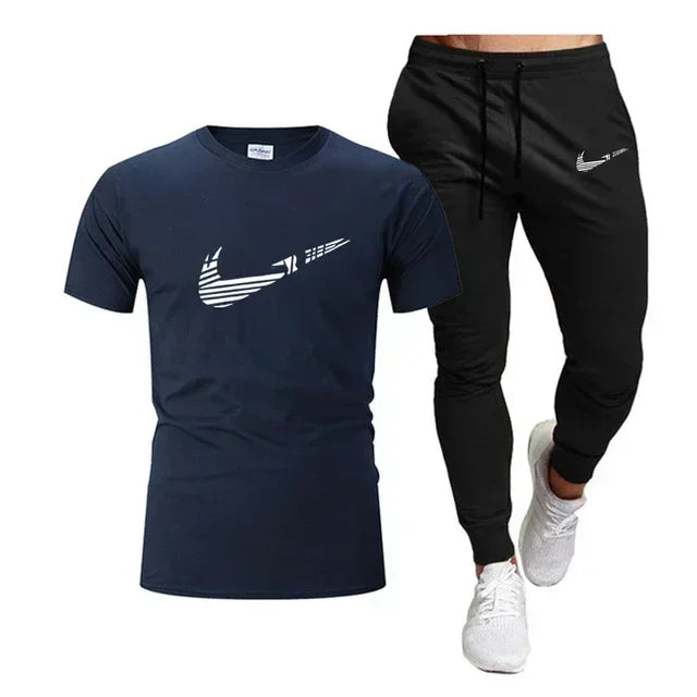 Men's Sports T-Shirt & Pants Set – 2 Piece Breathable Jogging Suit