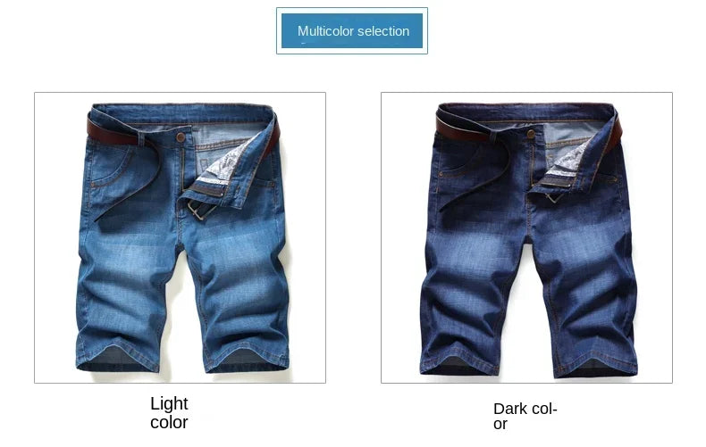 Men's Casual Knee-Length Denim Shorts – Loose Multi-Pocket Straight-Cut Summer Jorts
