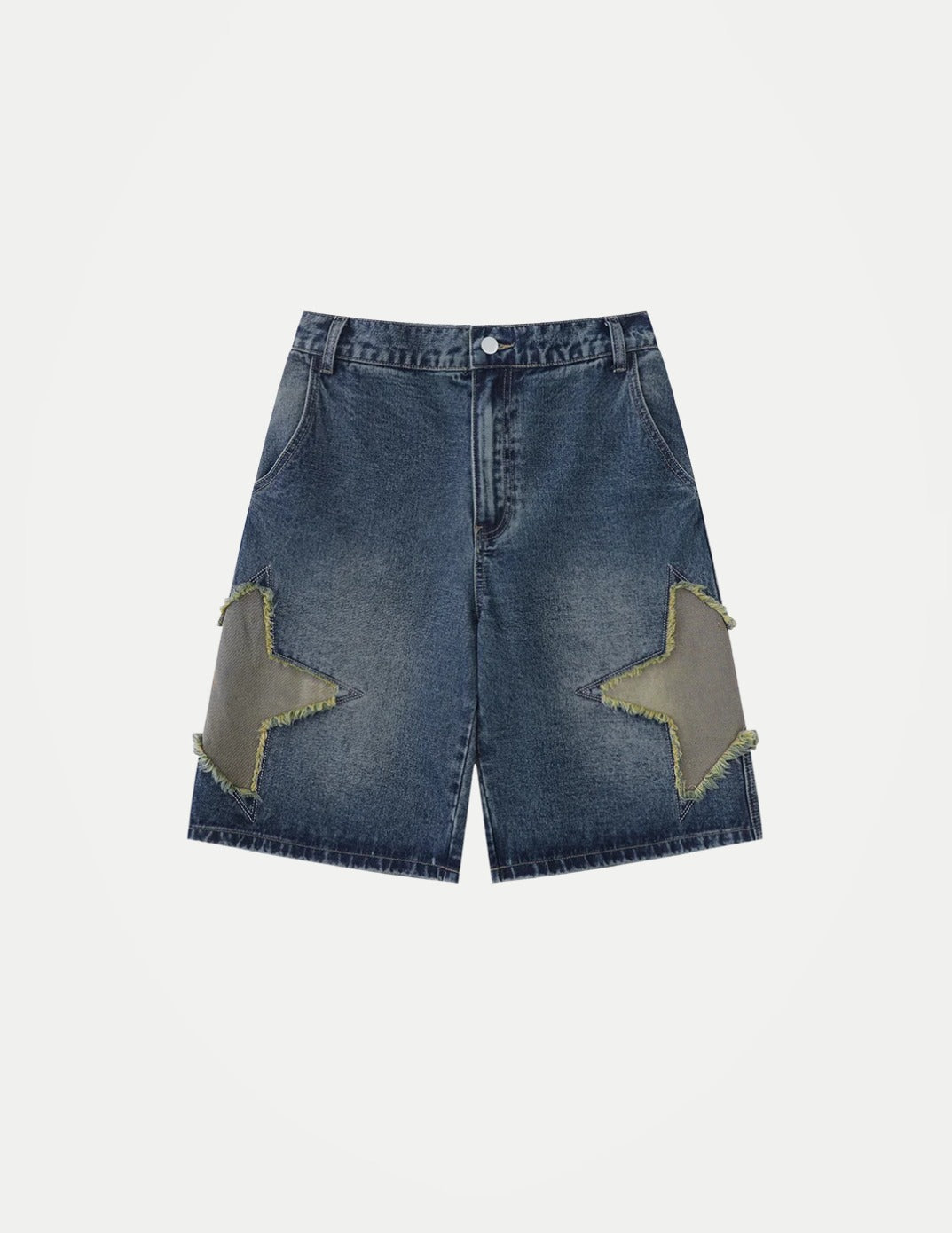 Women’s High-Waist Star Patch Denim Shorts – Loose Wide-Leg Boyfriend Jorts | Summer Casual