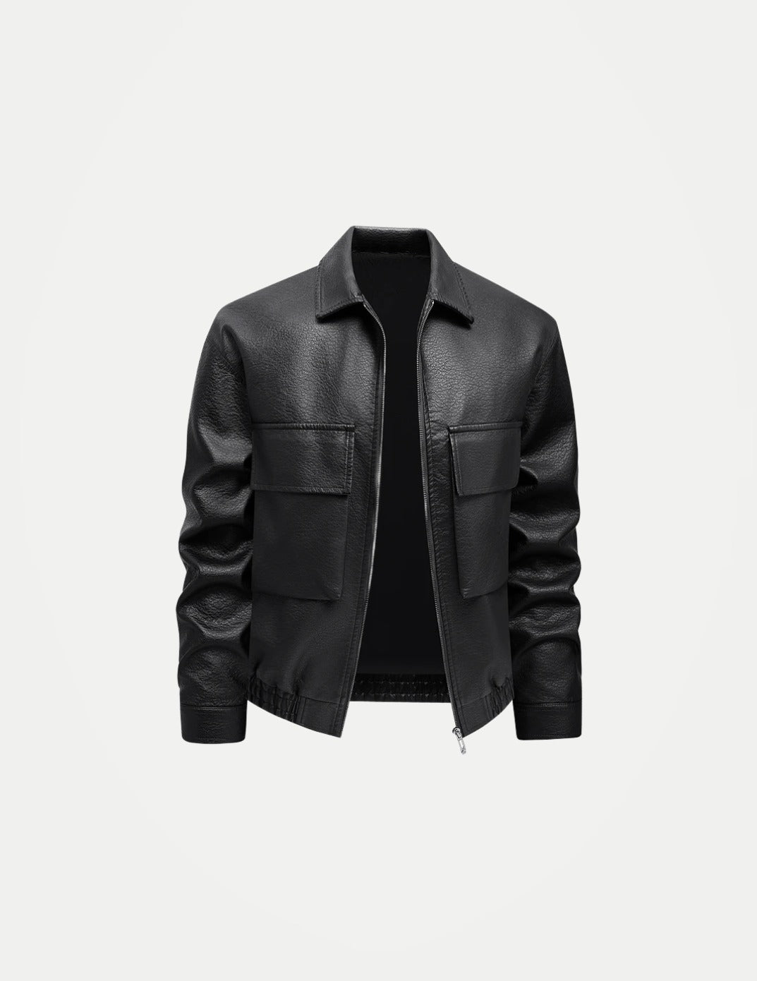 Men’s Slim-Fit Leather Jacket – Korean Lapel Windbreaker Coat | Stylish Spring & Autumn Casual Outerwear