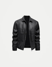Men’s Slim-Fit Leather Jacket – Korean Lapel Windbreaker Coat | Stylish Spring & Autumn Casual Outerwear