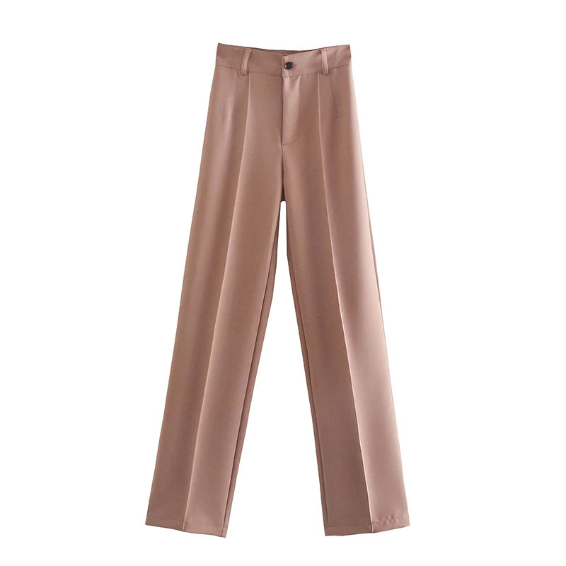 Women’s High-Waist Straight-Leg Trousers – Vintage Office Pants with Zipper Fly | Chic Casual Workwear