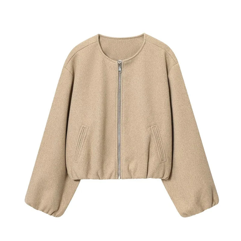 MUJER Women’s Red Cropped Bomber Jacket – Soft Zip-Up Sports Coat