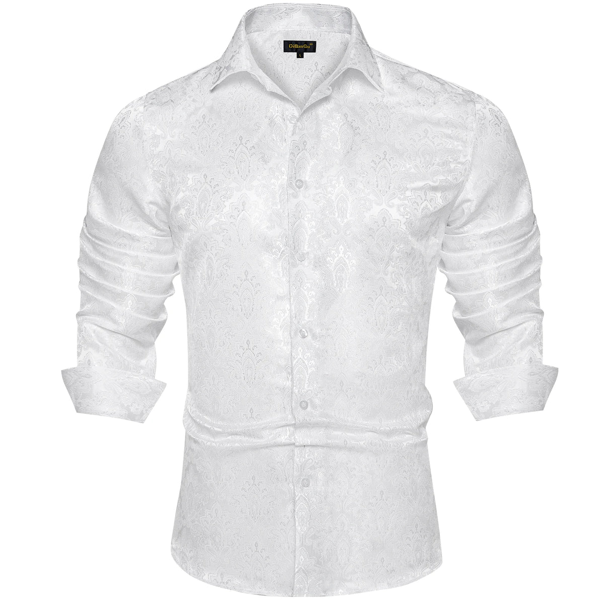 Men’s Paisley Dress Shirt – Long Sleeve Turn-Down Collar Formal Shirt