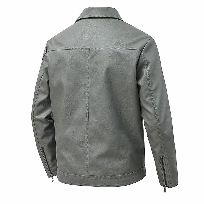 Men’s Slim-Fit Leather Jacket – Retro Lapel Coat | Stylish Spring & Autumn Casual Business Outerwear