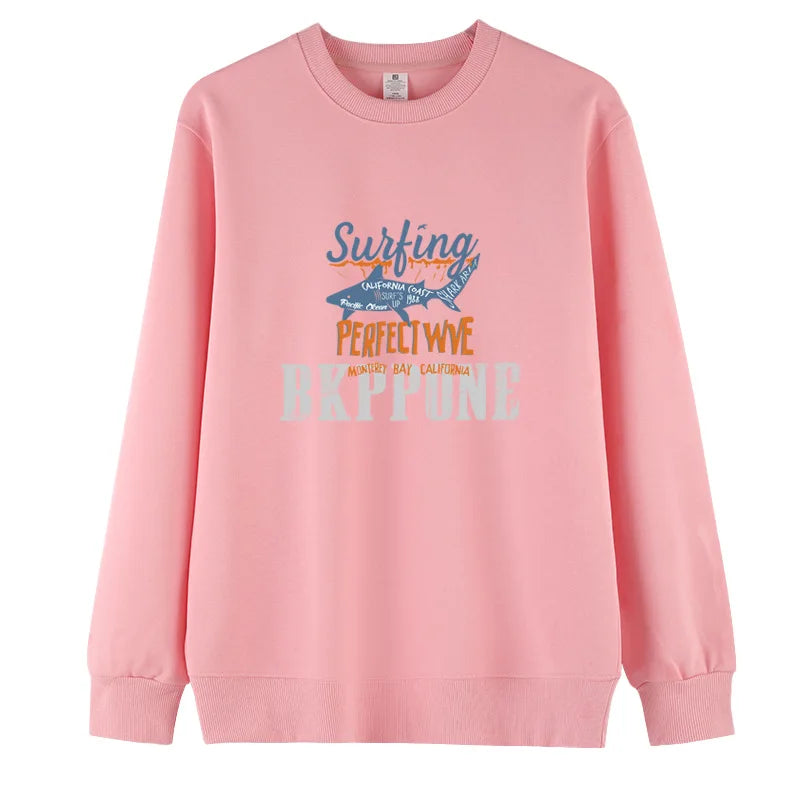 Unisex American Style Oversized Sweatshirt – Round Neck Long Sleeve Printed Pullover, Casual Streetwear Top