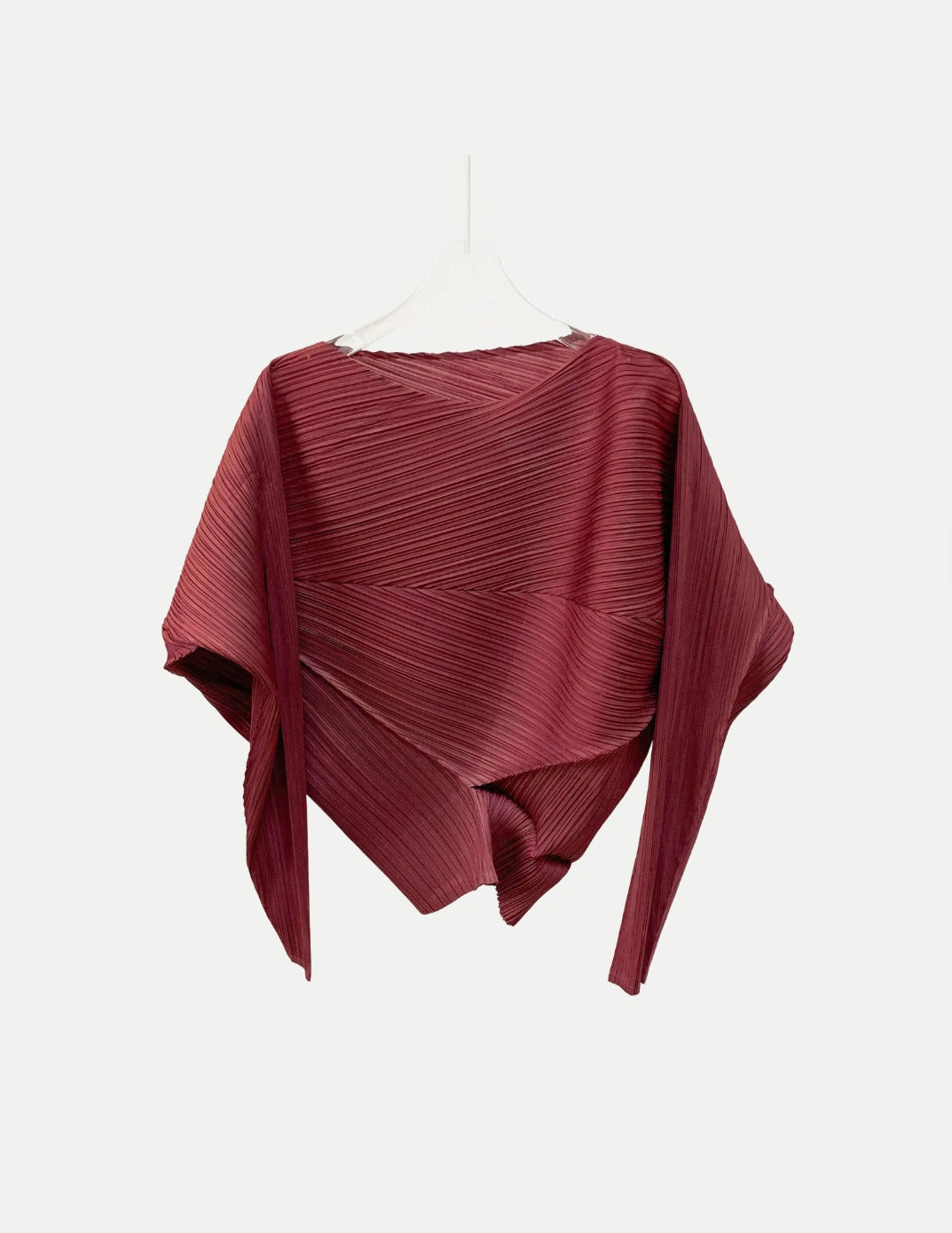 Women’s Miyake Pleated T-Shirt – Solid Color Slim-Fit Spring Top
