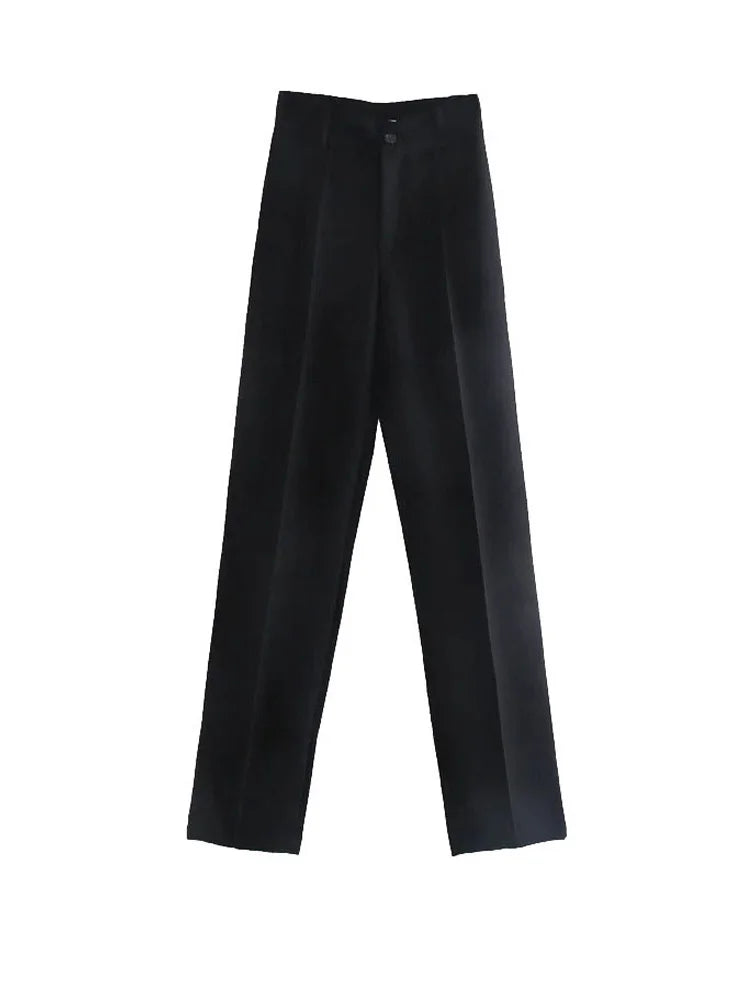 Women’s High-Waist Straight-Leg Trousers – Vintage Office Pants with Zipper Fly | Chic Casual Workwear