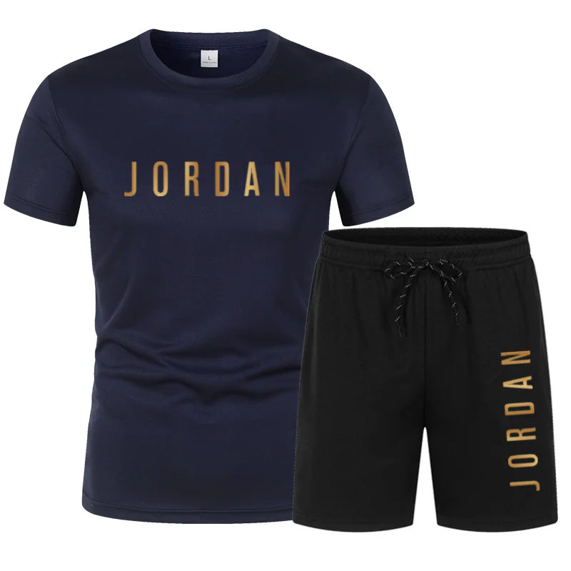 Summer Youth Men's Short sleeved T-shirt+Shorts Casual Sports Two Piece Set