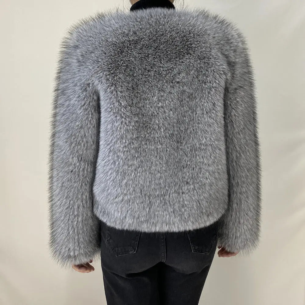 Women’s Luxury Faux Fur Jacket – Fluffy Short Winter Coat, Chic Street Fashion Outerwear