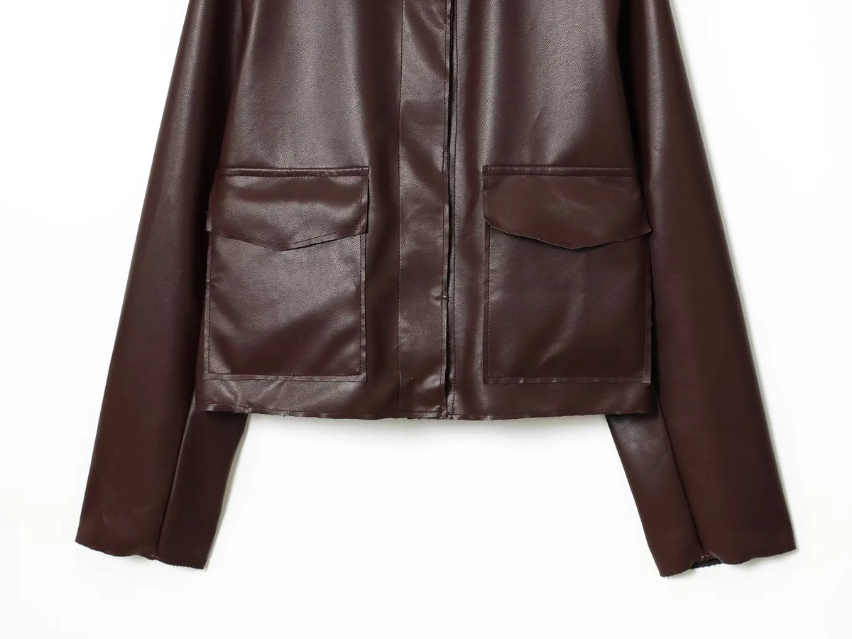 Women’s Autumn Casual Jacket – Solid Turn-Down Collar Coat with Pockets | Single-Breasted Streetwear Style