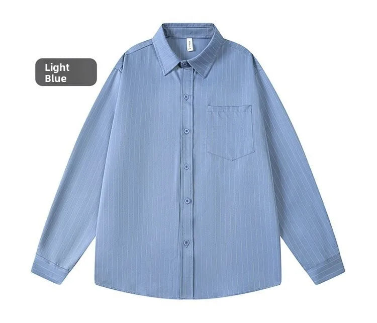 Men’s Striped Casual Shirt – Loose-Fit Long-Sleeve Button-Up | Stylish Spring & Autumn Everyday Wear