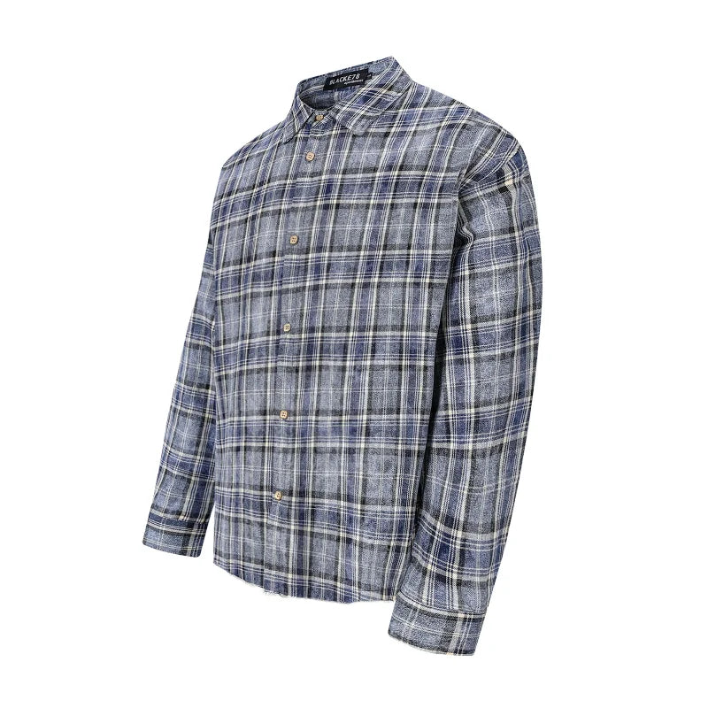 Men's American Style Plaid Shirt – High Street Casual Long Sleeve Top