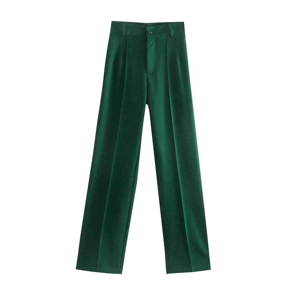 Women’s High-Waist Straight-Leg Trousers – Vintage Office Pants with Zipper Fly | Chic Casual Workwear