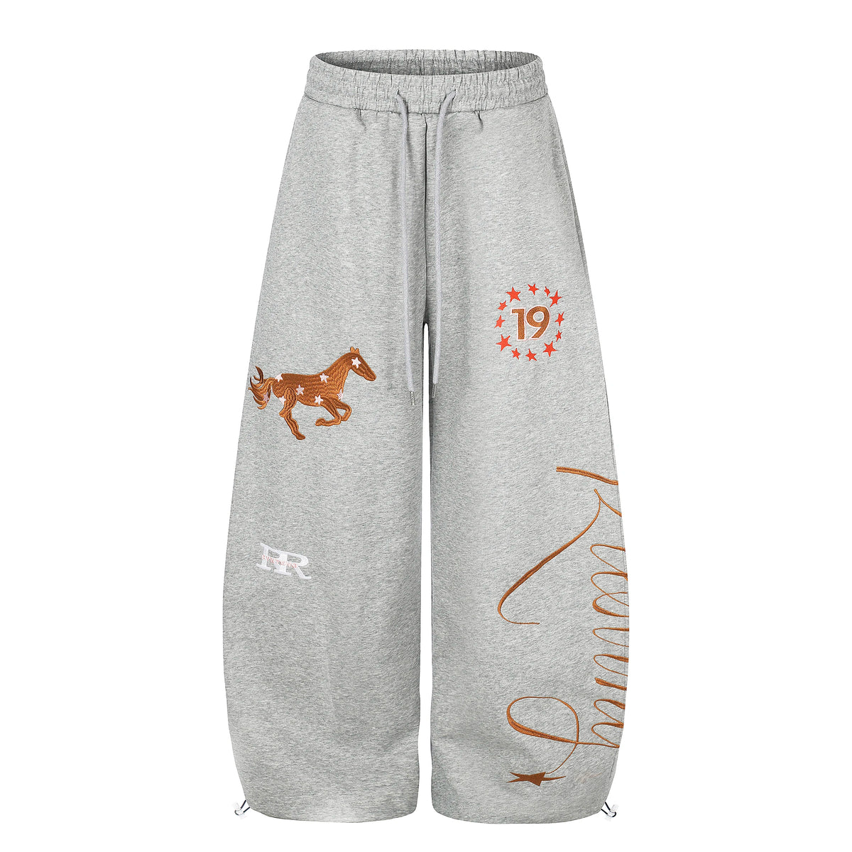 Women’s Retro American Embroidered Sweatpants – Wide-Leg Drawstring Trousers | Casual Streetwear Style