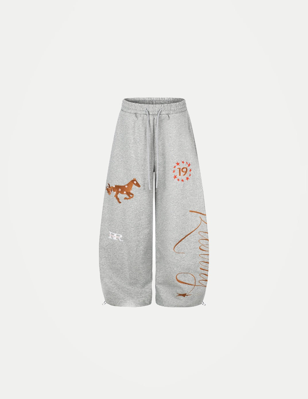 Women’s Retro American Embroidered Sweatpants – Wide-Leg Drawstring Trousers | Casual Streetwear Style