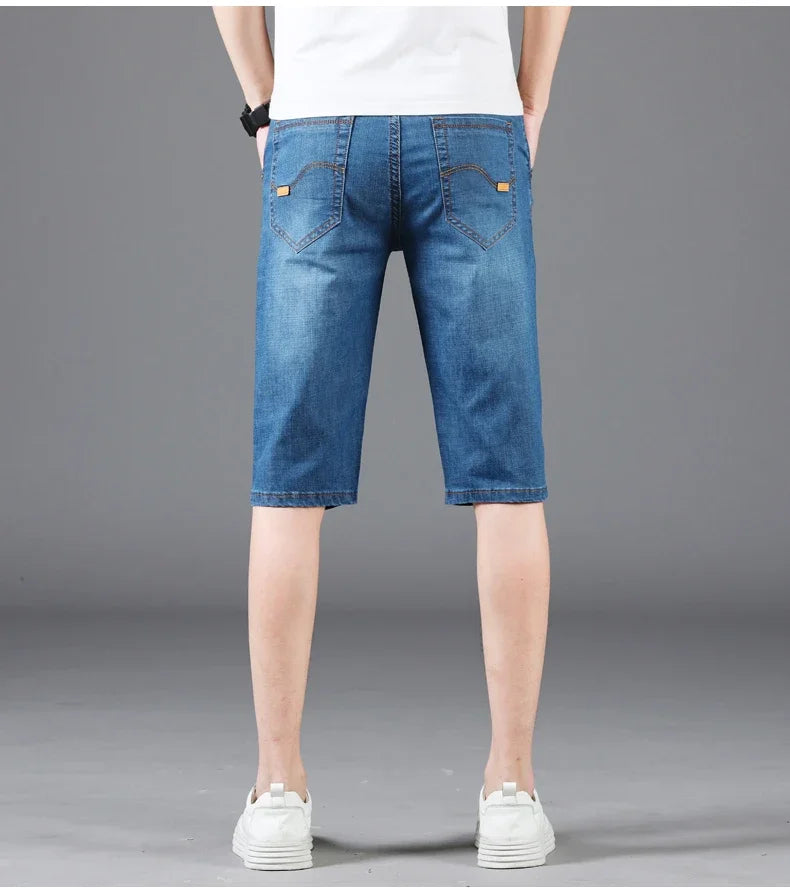 Men's Casual Knee-Length Denim Shorts – Loose Multi-Pocket Straight-Cut Summer Jorts