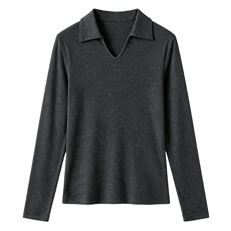 Women’s Striped Polo Shirt – Slim Fit Long Sleeve Y2K Casual Top