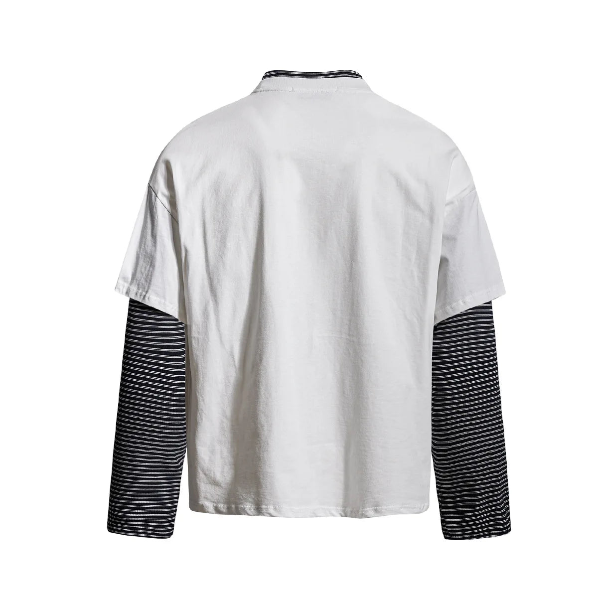 Unisex Vintage Layered T-Shirt – Loose Fit Fake Two-Piece Long Sleeve Streetwear Top